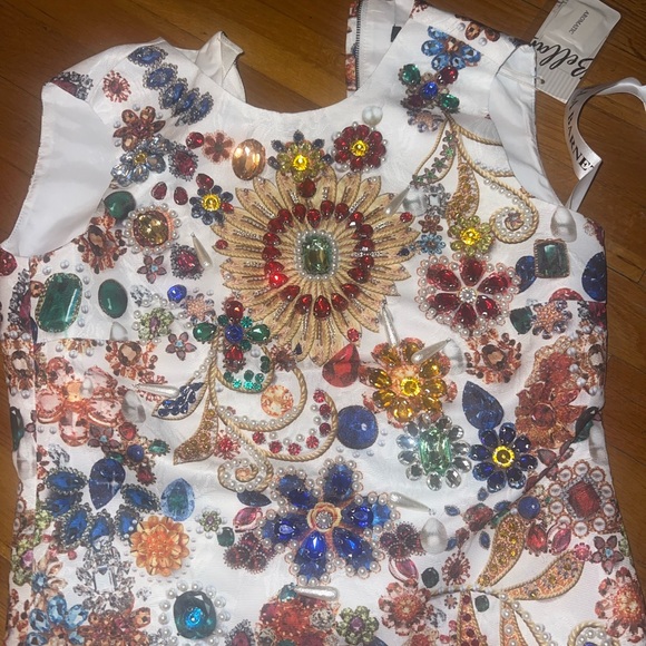 Bella Barnett NWT Gio Diamante Mini Dress Colorful Gemstones XS-needs New Zipper - Picture 6 of 8